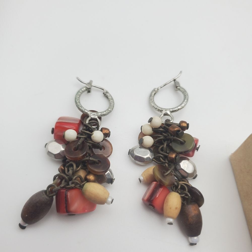 Precious stone‎ jumble beaded earrings for pierced ears